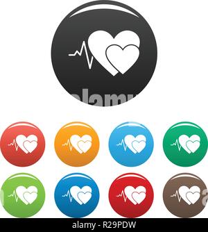 Kardiologie Symbol. Einfache Abbildung: Kardiologie Vector Icons Set Color isoliert auf weißem Stock Vektor