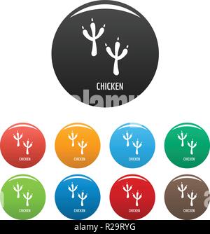 Huhn Symbol Schritt. Einfache Abbildung: Huhn schritt Vector Icons Set Color isoliert auf weißem Stock Vektor