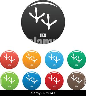 Hen Symbol Schritt. Einfache Abbildung der Henne schritt Vector Icons Set Color isoliert auf weißem Stock Vektor