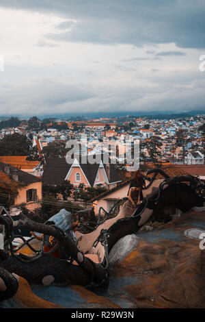 Blick über die bunten Dalat in Vietnam. Stockfoto