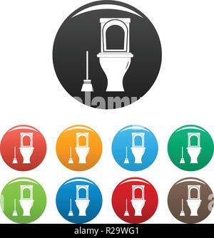 Reinigung wc Symbol. Einfache Abbildung: Reinigen wc Vector Icons Set Color isoliert auf weißem Stock Vektor