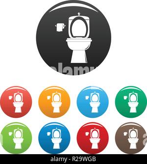 Keramik wc Symbol. Einfache Abbildung: Keramik wc Vector Icons Set Color isoliert auf weißem Stock Vektor