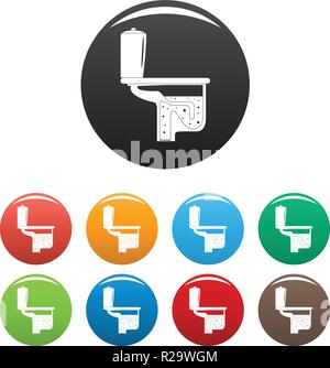 Wc Ausstattung Symbol. Einfache Abbildung von WC-Anlagen Vector Icons Set Color isoliert auf weißem Stock Vektor
