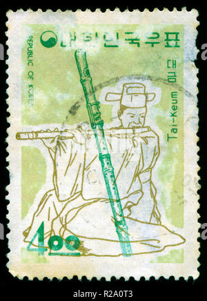 Poststempel Stempel aus Südkorea in der Musikinstrumente Serie 1963 ausgestellt Stockfoto