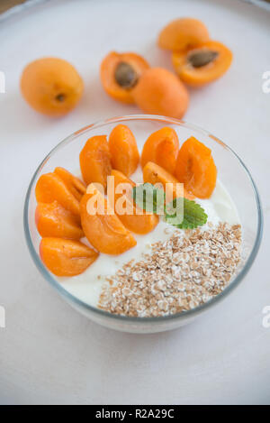 Joghurt mit Beeren und hausgemachtes Müsli Stockfoto