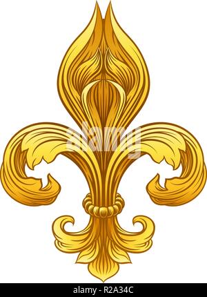 Gold Fleur De Lis Grafik Design Stock Vektor