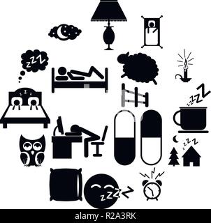 Schlafen Icons Set isoliert auf weißem Hintergrund Stock Vektor