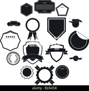 Abzeichen-Ikonen inmitten eines einfachen Stil für jedes design Stock Vektor