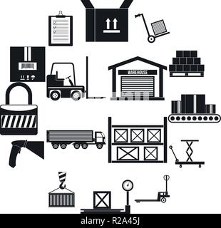 Lager Logistik Lagerung Symbole in Flacher Stil für jedes Design Set Stock Vektor