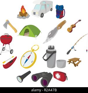 Camping cartoon Symbole auf weißem Hintergrund Stock Vektor