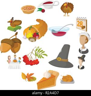 Thanksgiving Tag cartoon Symbole auf weißem Hintergrund Stock Vektor