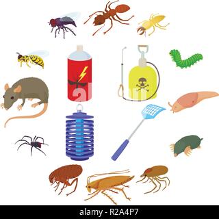 Insekten Symbole im Comic-stil auf weißem Hintergrund Stock Vektor