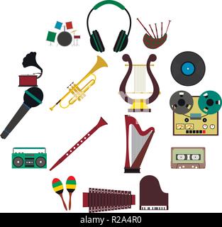 Musik flachbild Symbole für Web und mobile Gerät festlegen Stock Vektor