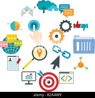 Seo web Flachbild Symbol für Web und mobile Geräte Stock Vektor