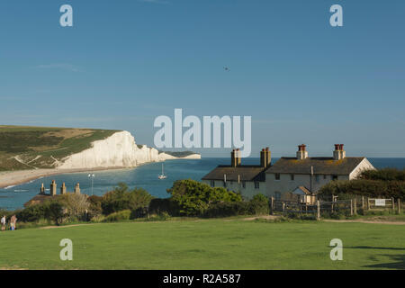 Küstenwache Cottages - Sieben Schwestern - Sussex, UK Stockfoto