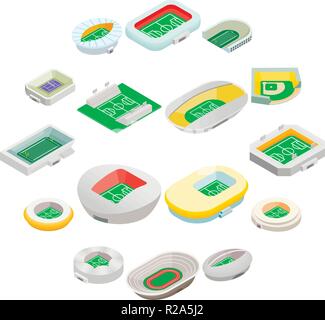 Stadion isometrische 3D-Symbole auf weißem Hintergrund isoliert Stock Vektor