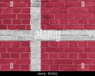 Dänemark Politik Konzept: die dänische Flagge Wand Hintergrund Textur Stockfoto
