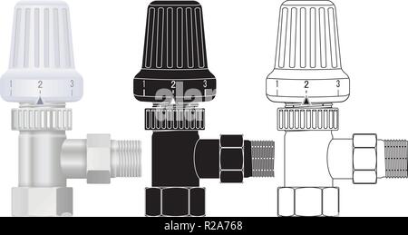 Heizung Ventil mit Kunststoffknopf Stock Vektor
