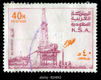 Briefmarke aus Saudi-Arabien in den Al Khafji Bohrinsel Serie Stockfoto