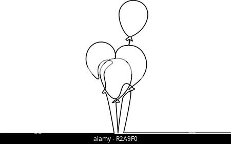 Kontinuierliche eine Linie zeichnen. Abstrakte Luftballons. Vector Illustration Stock Vektor