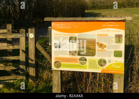 Folly Farm in der Nähe von Bristol, Avon Wildlife Trust Informationen anmelden Einführung Folly Farm Nature Reserve Stockfoto