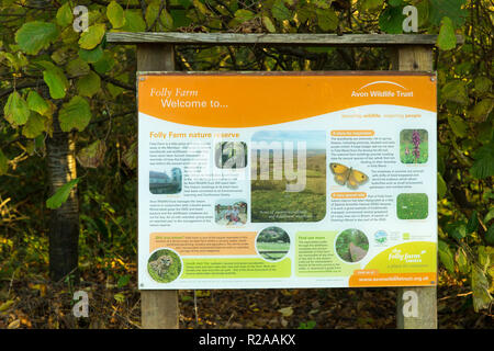 Folly Farm in der Nähe von Bristol, Avon Wildlife Trust Informationen anmelden Einführung Folly Farm Nature Reserve Stockfoto