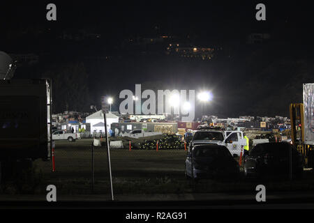 Zerstörung durch den Malibu Brände über Pepperdine University und der umliegenden Gemeinden. Stockfoto