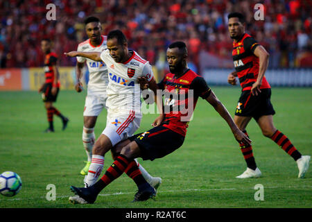 Recife, Brasilien. 18 Nov, 2018. Spiel beim Sport x Flamengo am Sonntag (18.), ein Gleiches gilt für die 35. Runde der brasilianischen Meisterschaft der Serie A 2018, gehalten in Ilha do Retiro, Recife, PE. Credit: Rafael Melo/FotoArena/Alamy leben Nachrichten Stockfoto