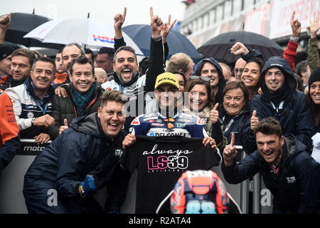 Circuit de Valencia, Valencia, Spanien. 18 Nov, 2018. MotoGP von Valencia, Race Day; Moto3-Weltmeister Jorge Martin (Gresini) Credit: Aktion plus Sport/Alamy leben Nachrichten Stockfoto