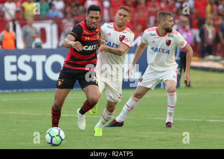 Recife, Brasilien. 18 Nov, 2018. PE - Recife - 18/11/2018 - Brasileiro eine 2018, Sport Recife x Flamengo - Jogo entre Sport Recife x Flamengo, pelo Campeonato Brasileiro de Futebol, keine Estadio da Ilha do Retiro, Neste Domingo (18.) Foto: Anderson Freire/AGIF AGIF/Alamy Credit: Live-Nachrichten Stockfoto