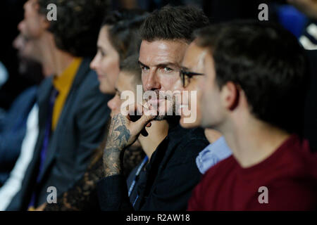 18. November 2018, O2 Arena, London, England; Nitto ATP-Finale; Davis Beckham besucht das Match zwischen Alexander Zverev (GER) und Novak Djokovic (SRB) Stockfoto