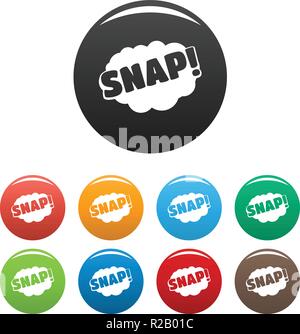 Comic boom snap Symbol. Einfache Abbildung der Komischen boom snap Vector Icons Set Color isoliert auf weißem Stock Vektor