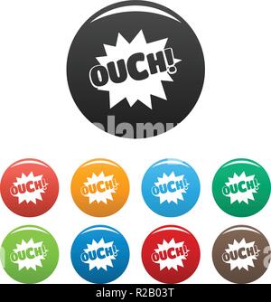 Comic Boom autsch Symbol. Einfache Abbildung der komischen Boom autsch Vector Icons Set Color isoliert auf weißem Stock Vektor