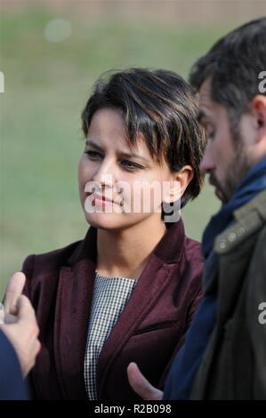 Najat Vallaud-Belkacem, französischer Minister für Bildung, nimmt das Engagement der Universitäten; Lyon, Frankreich Stockfoto