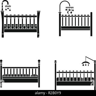 Babykrippe wiege Bett Symbole gesetzt. Einfache Abbildung von 4 Babykrippe wiege Bett Vector Icons für Web Stock Vektor