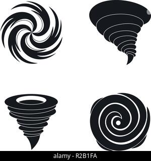 Hurricane storm tornado Schäden Symbole gesetzt. Einfache Abbildung: 4 hurricane Storm tornado Schäden Vector Icons für Web Stock Vektor