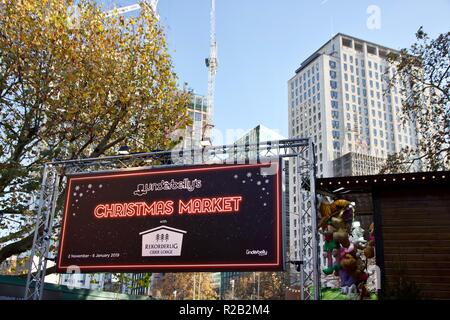 Underbelly Weihnachtsmarkt 2018 in Southbank, London, UK Stockfoto