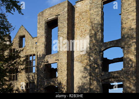 Hardwick alte Halle, 16. Jahrhundert manor Ruinen auf dem Gelände des Hardwick Hall Stockfoto