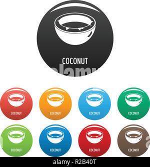Coconut Symbol. Einfache Abbildung: Coconut Vector Icons Set Color isoliert auf weißem Stock Vektor