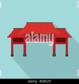 Red asiatischen arch Symbol. Flache Darstellung der roten asiatischen arch Vektor Symbol für Web Design Stock Vektor