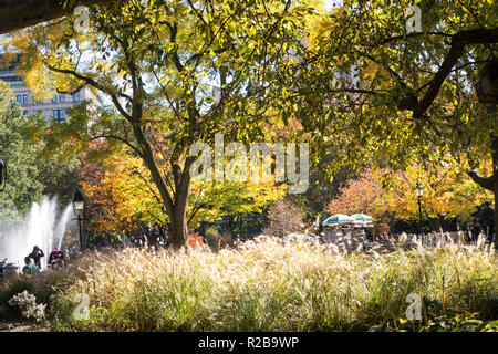 Sonnige Herbst Tage in Washington Square Park, NYC Stockfoto