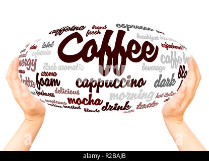 Kaffee, Word cloud Konzept auf weißem Hintergrund Stockfoto