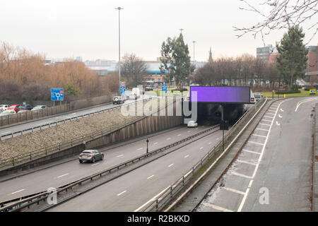 Newcastle upon Tyne/England - 10. Januar 2018: Newcastle Central Autobahn Stockfoto