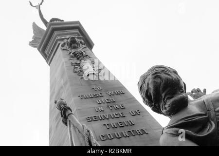 Newcastle upon Tyne/England - 10. Januar 2018: Newcastle Haymarket denkmal Kriegerdenkmal Stockfoto