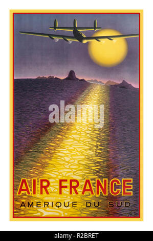 Air France 1940 Vintage Fluggesellschaft Aviation Travel Poster Island Art Amerique Du Sud (Südamerika) - von Victor Vasarely c 1946 Stockfoto