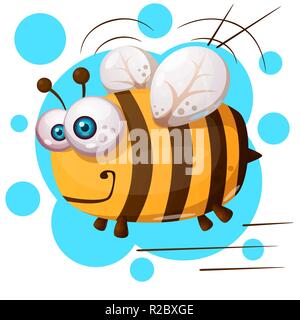 Crazy bee-Cartoon Illustration Charakter. Stock Vektor