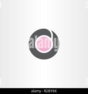 O schreiben Logo schwarz pink icon-Element Stock Vektor