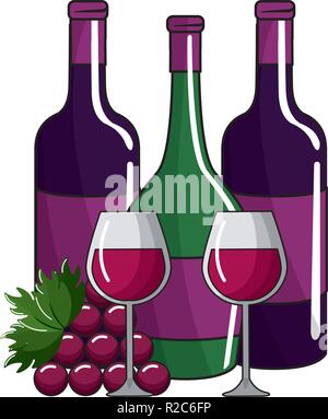 Wein Flaschen und Becher design Stock Vektor