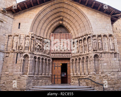 Portada de la Iglesia de San Bartolomé, La más Antigua de Logroño. La Rioja. España Stockfoto