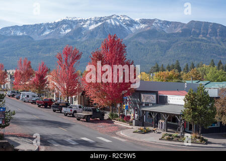 Die Innenstadt von Joseph, Oregon im Herbst. Stockfoto